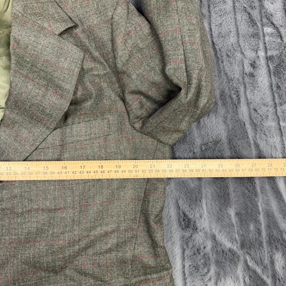 Vintage Cedarbrooke Teppers Pure Virgin Wool Plaid Blazer Mens 42 Reg 1972 Grey